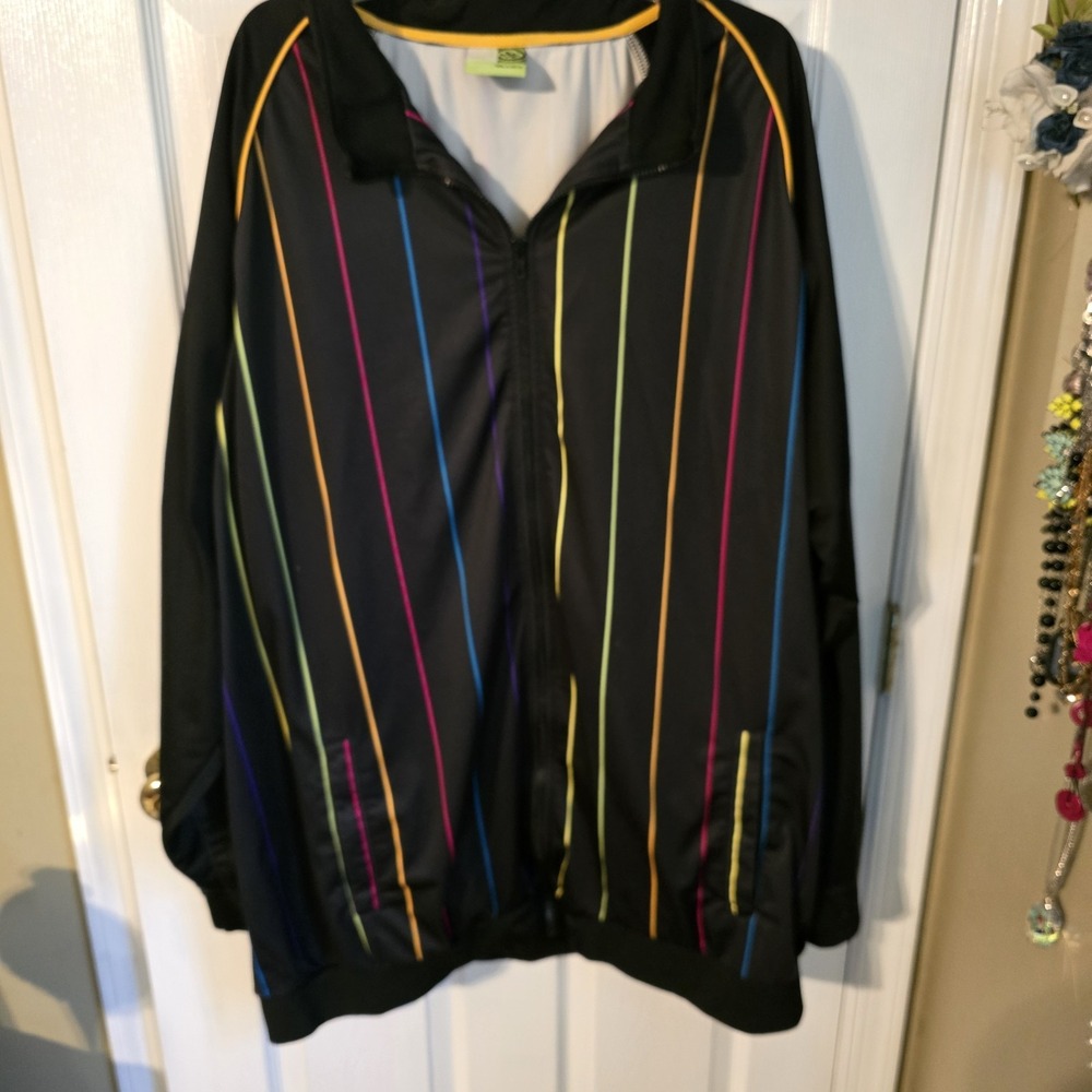 Baby Bluez Track Jacket Full Zip Rainbow Stripe‎ Pockets Black 5XL